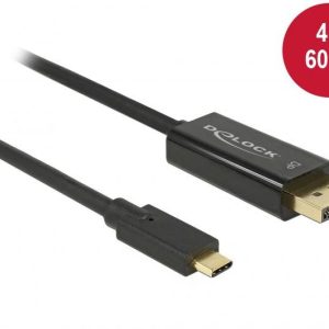 Delock 85255 USB-C-displaykabel USB-C / DisplayPort Adapterkabel USB-C stekker, DisplayPort-stekker 1.00 m Zwart Verguld Delock 85255 USB-C-displaykabel USB-C / DisplayPort Adapterkabel USB-C stekker, DisplayPort-stekker 1.00 m Zwart Verguld