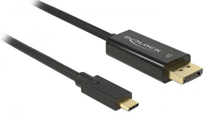 Delock 85256 USB-C-displaykabel USB-C / DisplayPort Adapterkabel USB-C stekker, DisplayPort-stekker 2.00 m Zwart Verguld