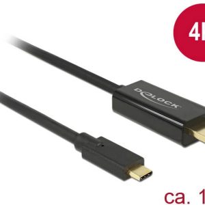 Delock 85258 USB-C-displaykabel USB-C / HDMI Adapterkabel USB-C stekker, HDMI-A-stekker 1.00 m Zwart Vergulde steekconta Delock 85258 USB-C-displaykabel USB-C / HDMI Adapterkabel USB-C stekker, HDMI-A-stekker 1.00 m Zwart Vergulde steekconta