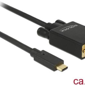 Delock 85261 USB-C-displaykabel USB-C / VGA Adapterkabel USB-C stekker, VGA-stekker 15-polig 1.00 m Zwart Vergulde steek Delock 85261 USB-C-displaykabel USB-C / VGA Adapterkabel USB-C stekker, VGA-stekker 15-polig 1.00 m Zwart Vergulde steek