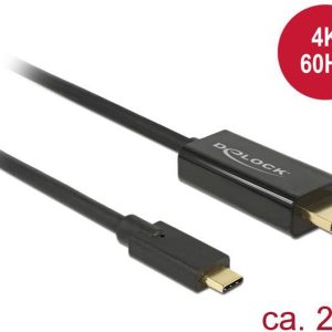 Delock 85291 USB-C-displaykabel USB-C / HDMI Adapterkabel USB-C stekker, HDMI-A-stekker 2.00 m Zwart Vergulde steekconta Delock 85291 USB-C-displaykabel USB-C / HDMI Adapterkabel USB-C stekker, HDMI-A-stekker 2.00 m Zwart Vergulde steekconta