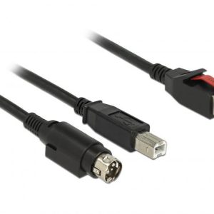 Delock 85490 USB-kabel USB 2.0 PoweredUSB 24V stekker, USB-B stekker, Hosiden mini-DIN-stekker 3-polig 4.00 m Zwart Delock 85490 USB-kabel USB 2.0 PoweredUSB 24V stekker, USB-B stekker, Hosiden mini-DIN-stekker 3-polig 4.00 m Zwart