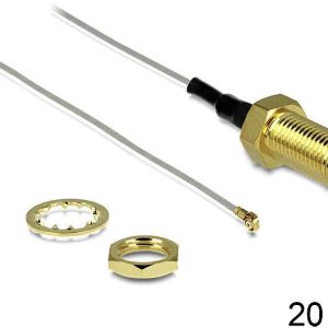 Delock WiFi-antenne Aansluitkabel [1x RP-SMA-bus – 1x MHF III-stekker] 20.00 cm Grijs
