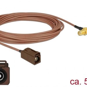 Delock WiFi-antenne Aansluitkabel [1x Fakra-bus – 1x SMA-bus] 5.00 m Transparant