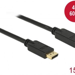 Delock 84908 DisplayPort-kabel DisplayPort Verlengkabel DisplayPort-stekker, DisplayPort-bus 15.00 m Zwart Vergulde stee Delock 84908 DisplayPort-kabel DisplayPort Verlengkabel DisplayPort-stekker, DisplayPort-bus 15.00 m Zwart Vergulde stee