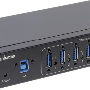 Manhattan 164405 164405 USB-hub 7 poorten USB-A USB 3.0 5 GBit/s Met metalen behuizing, Voor industriële toepassingen, V