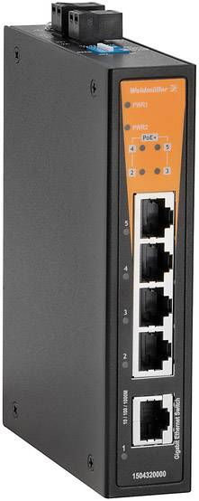 Weidmüller 1504320000 IE-SW-BL05-1GT-4GTPOE Industrial Ethernet Switch 10 / 100 / 1000 MBit/s PoE-functie