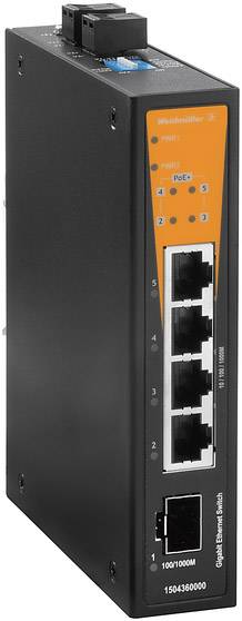 Weidmüller 1504380000 IE-SW-BL05T-1GS-4GTPOE Industrial Ethernet Switch 10 / 100 / 1000 MBit/s PoE-functie
