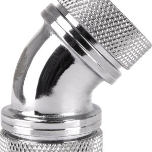 Thermaltake Pacific G1/4 PETG Tube 45-Degree Dual Compression 16mm OD – Chrome Waterkoelinghoekverbinder Thermaltake Pacific G1/4 PETG Tube 45-Degree Dual Compression 16mm OD – Chrome Waterkoelinghoekverbinder