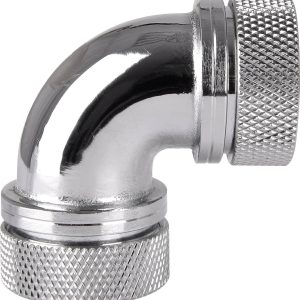 Thermaltake Pacific G1/4 PETG Tube 90-Degree Dual Compression 16mm OD – Chrome Waterkoelinghoekverbinder