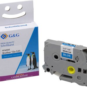G&G 15559 Compatibel vervangt Brother TZe-535 Tapekleur: Blauw Tekstkleur: Wit 12 mm 8 m G&G 15559 Compatibel vervangt Brother TZe-535 Tapekleur: Blauw Tekstkleur: Wit 12 mm 8 m