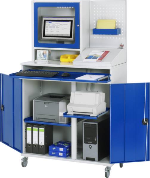 RAU Computermeubel Lichtgrijs, Gentiaan-blauw (l x b x h) 520 mm x 1.1 m x 1.895 m 71100TM67MG2F11 1 stuk(s)