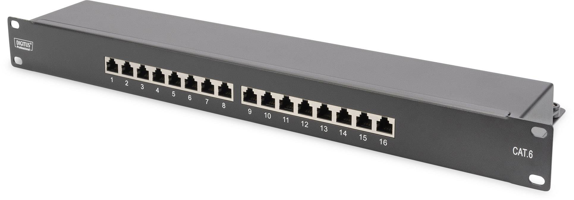 Digitus DIGITUS - CAT 6, Klasse E Patch Panel 16 poorten Netwerkpatchpaneel 483 mm (19") CAT 6 1 HE Meerdere kleuren Ing
