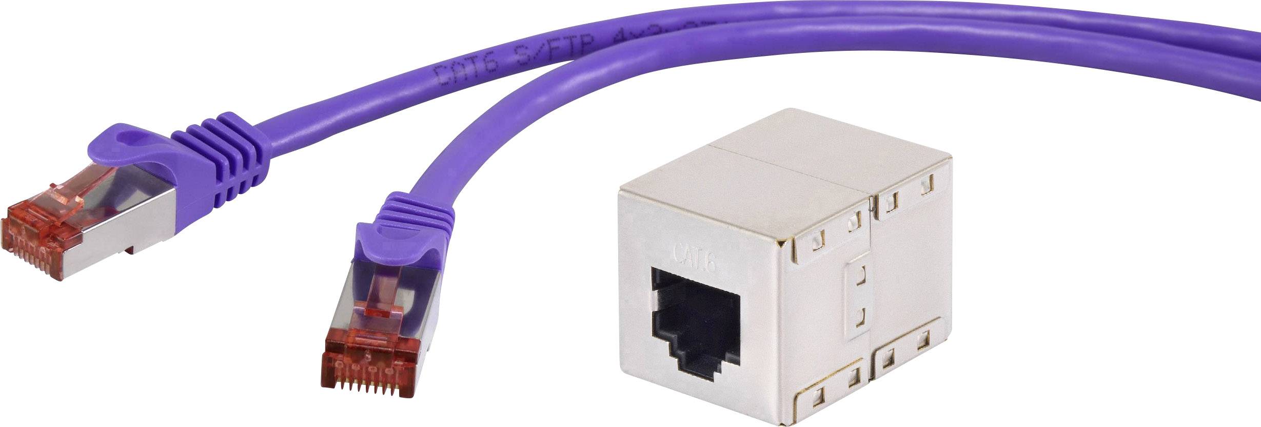 Renkforce RF-3829160 RJ45 Netwerkkabel, patchkabel CAT 6 S/FTP 30.00 m Violet Snagless, Vergulde steekcontacten, Vlambes