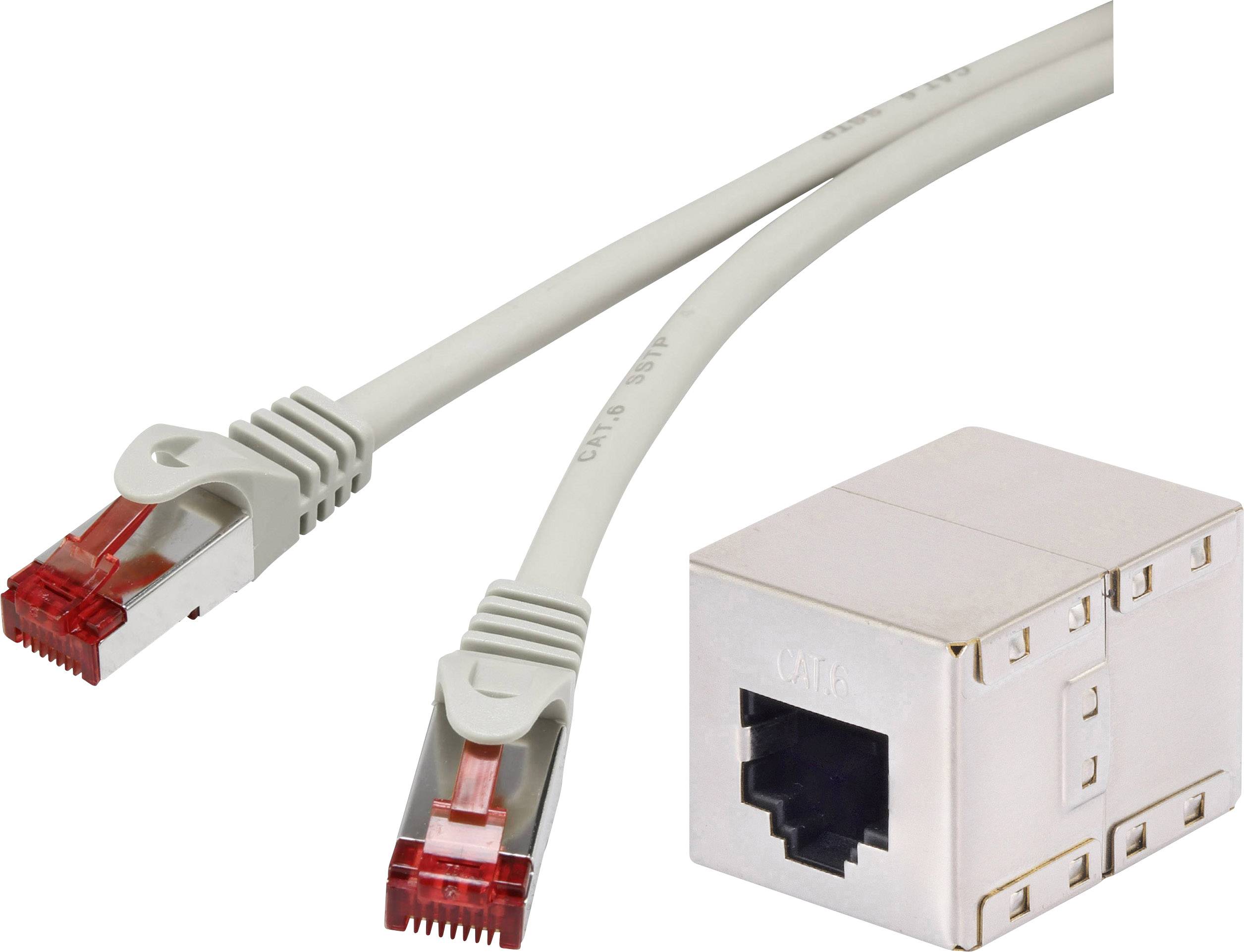 Renkforce RF-3829278 RJ45 Netwerkkabel, patchkabel CAT 6A S/FTP 3.00 m Grijs Snagless, Vlambestendig 1 stuk(s)