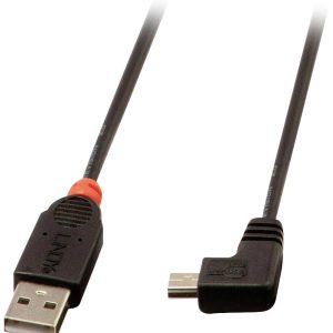 LINDY 31972 USB-kabel USB 2.0 USB-A stekker, USB-mini-B stekker 2.00 m Zwart