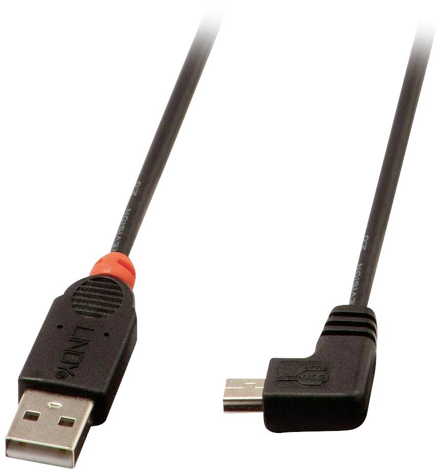 LINDY 31972 USB-kabel USB 2.0 USB-A stekker, USB-mini-B stekker 2.00 m Zwart