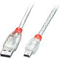 LINDY 41785 USB-kabel USB 2.0 USB-A stekker, USB-mini-B stekker 5.00 m Transparant