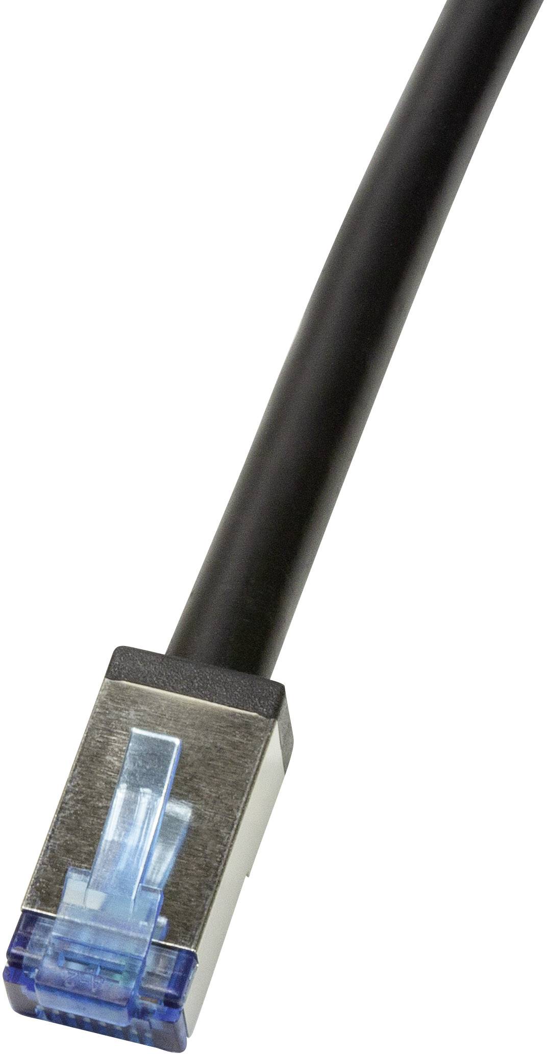 LogiLink CQ7023S RJ45 Netwerkkabel, patchkabel CAT 6A S/FTP 0.50 m Zwart Afgeschermd, UV-bestendig, Oliebestendig 1 stuk
