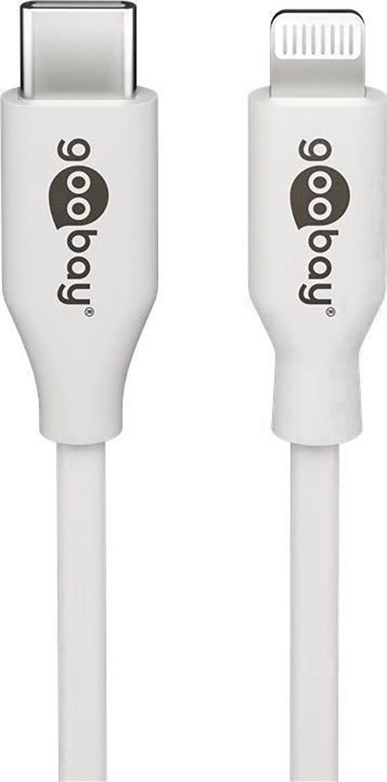 Goobay 39446 USB-kabel USB 2.0 Apple Lightning stekker, USB-C stekker 1 m Wit Folie afscherming, PVC-mantel, Met USB, Ro