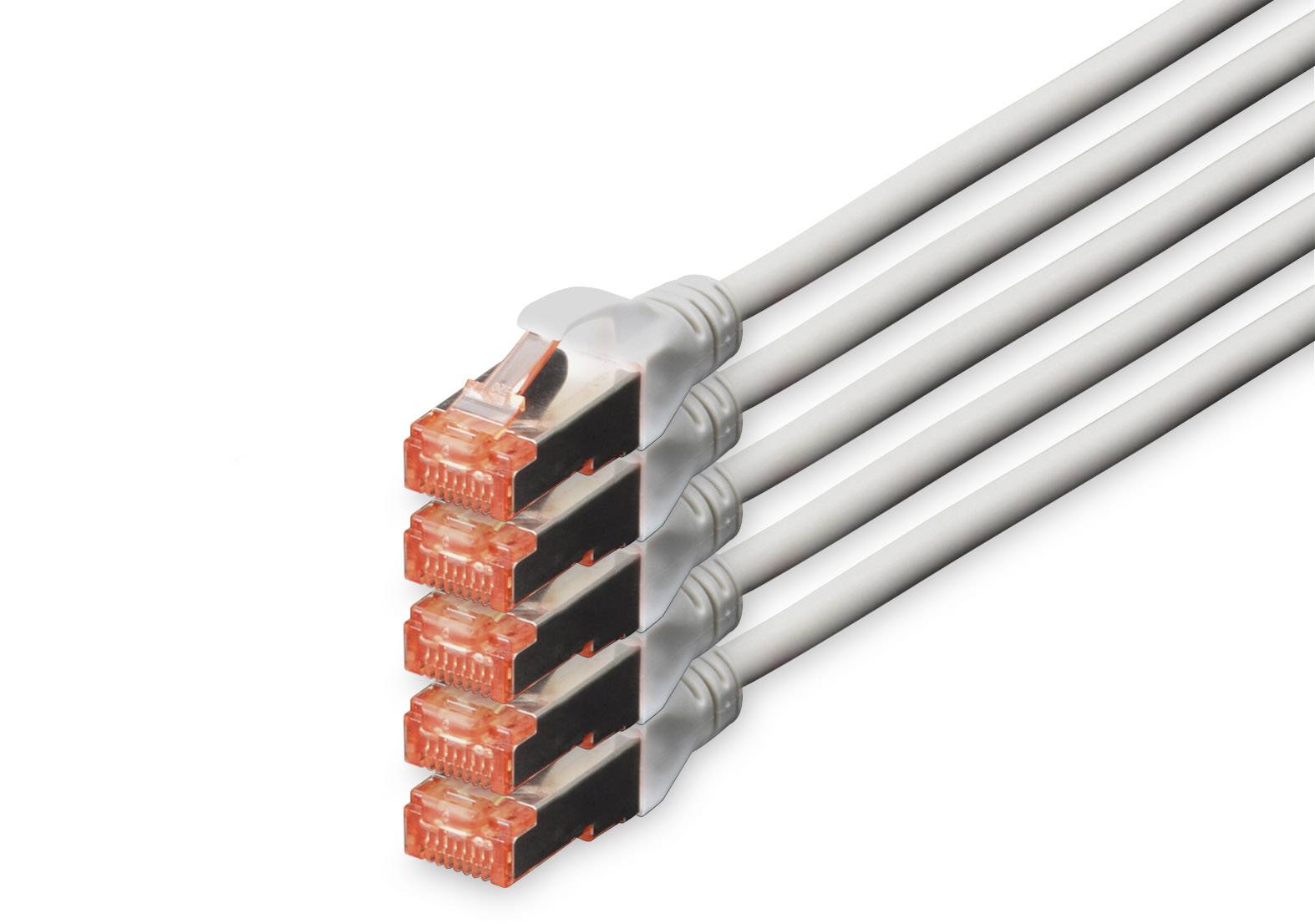 Digitus DK-1644-150-5 RJ45 Netwerkkabel, patchkabel CAT 6 S/FTP 15.00 m Grijs Folie afscherming, Afscherming totaal, Afg