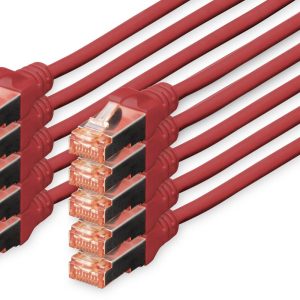 Digitus DK-1644-0025-R-10 RJ45 Netwerkkabel, patchkabel CAT 6 S/FTP 0.25 m Rood Folie afscherming, Afscherming totaal, A Digitus DK-1644-0025-R-10 RJ45 Netwerkkabel, patchkabel CAT 6 S/FTP 0.25 m Rood Folie afscherming, Afscherming totaal, A