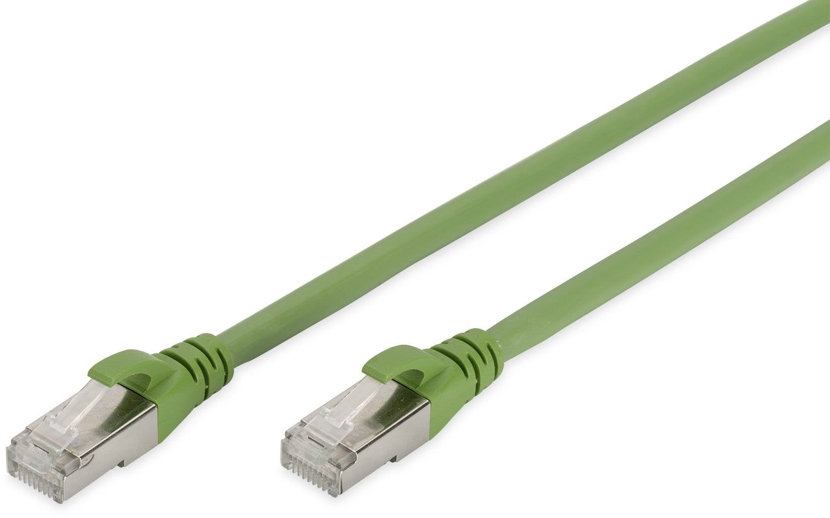 Digitus DK-1644-A-PUR-010 RJ45 Netwerkkabel, patchkabel CAT 6A S/FTP 1.00 m Groen Folie afscherming, Afscherming totaal,