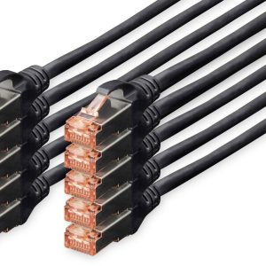 Digitus DK-1644-0025-BL-10 RJ45 Netwerkkabel, patchkabel CAT 6 S/FTP 0.25 m Zwart Folie afscherming, Afscherming totaal, Digitus DK-1644-0025-BL-10 RJ45 Netwerkkabel, patchkabel CAT 6 S/FTP 0.25 m Zwart Folie afscherming, Afscherming totaal,