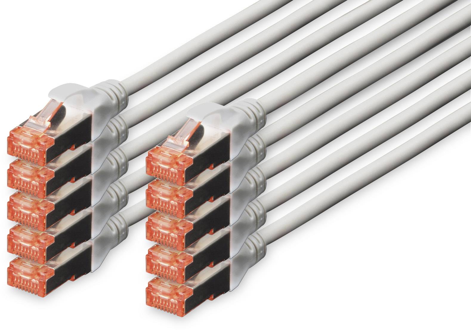 Digitus DK-1644-0025-10 RJ45 Netwerkkabel, patchkabel CAT 6 S/FTP 0.25 m Grijs Folie afscherming, Afscherming totaal, Af