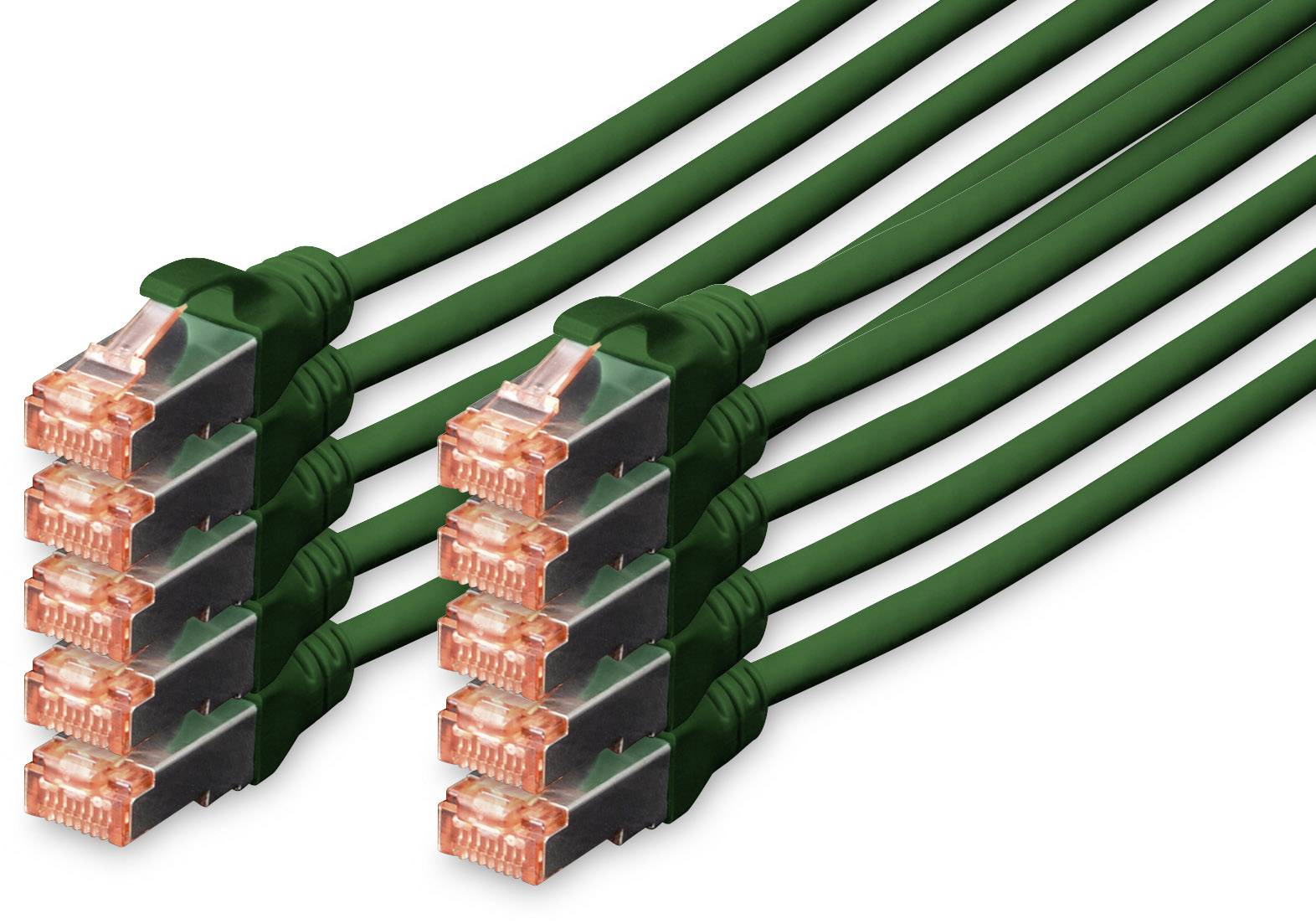 Digitus DK-1644-0025-G-10 RJ45 Netwerkkabel, patchkabel CAT 6 S/FTP 0.25 m Groen Folie afscherming, Afscherming totaal,