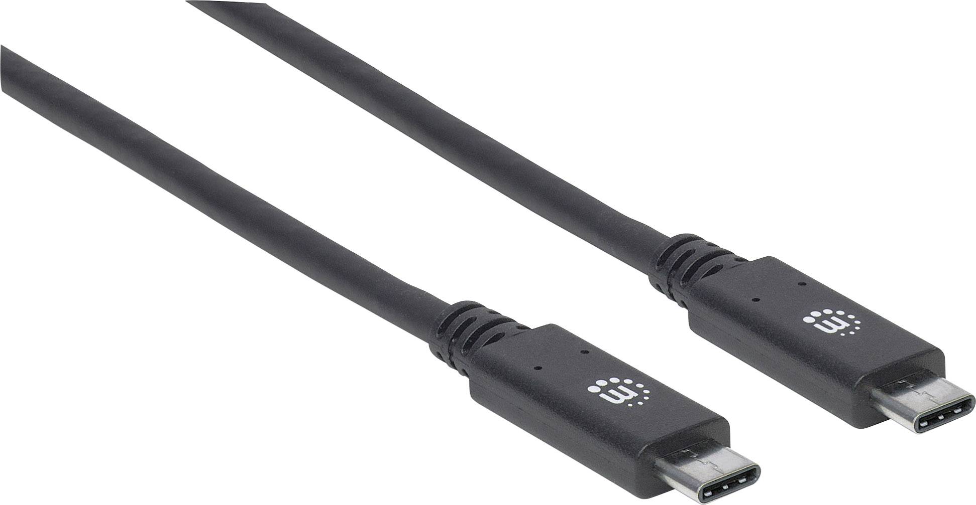 Manhattan 355223 USB-kabel USB 3.2 Gen1 USB-C stekker, USB-C stekker 1.00 m Zwart Stekker past op beide manieren