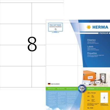 Herma 4426 Universele etiketten 105 x 70 mm Papier Wit 800 stuk(s) Permanent hechtend Inkjet, Laser (zwart/wit), Laser (