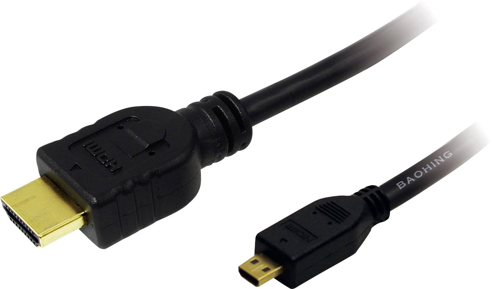 LogiLink CH0030 HDMI-kabel HDMI Aansluitkabel HDMI-A-stekker, HDMI-micro-D-stekker 1.00 m Zwart 4K UHD