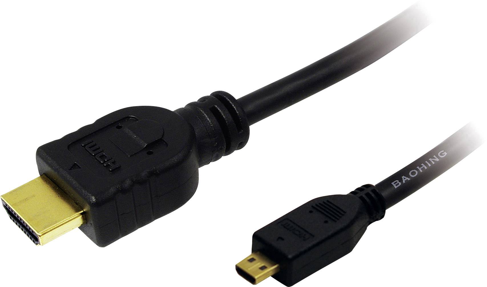 LogiLink CH0032 HDMI-kabel HDMI Aansluitkabel HDMI-A-stekker, HDMI-micro-D-stekker 2.00 m Zwart 4K UHD