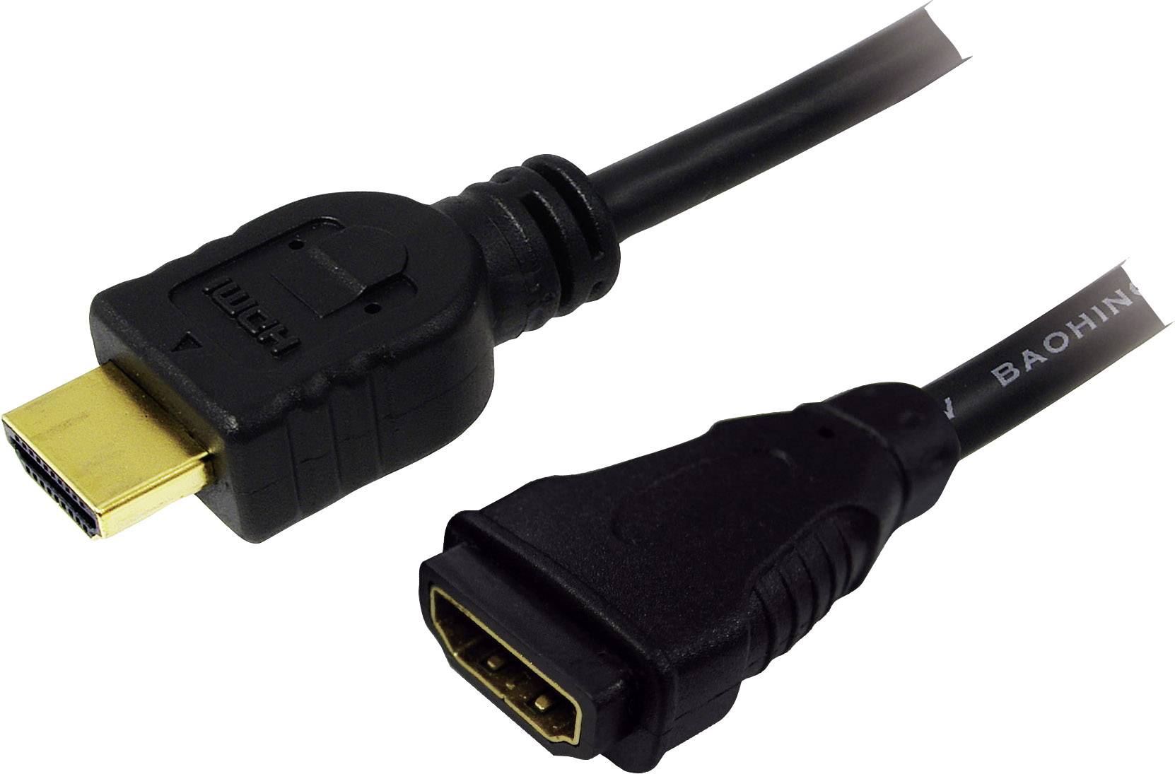 LogiLink CH0059 HDMI-kabel HDMI Verlengkabel HDMI-A-stekker, HDMI-A-bus 1.00 m Zwart 4K UHD