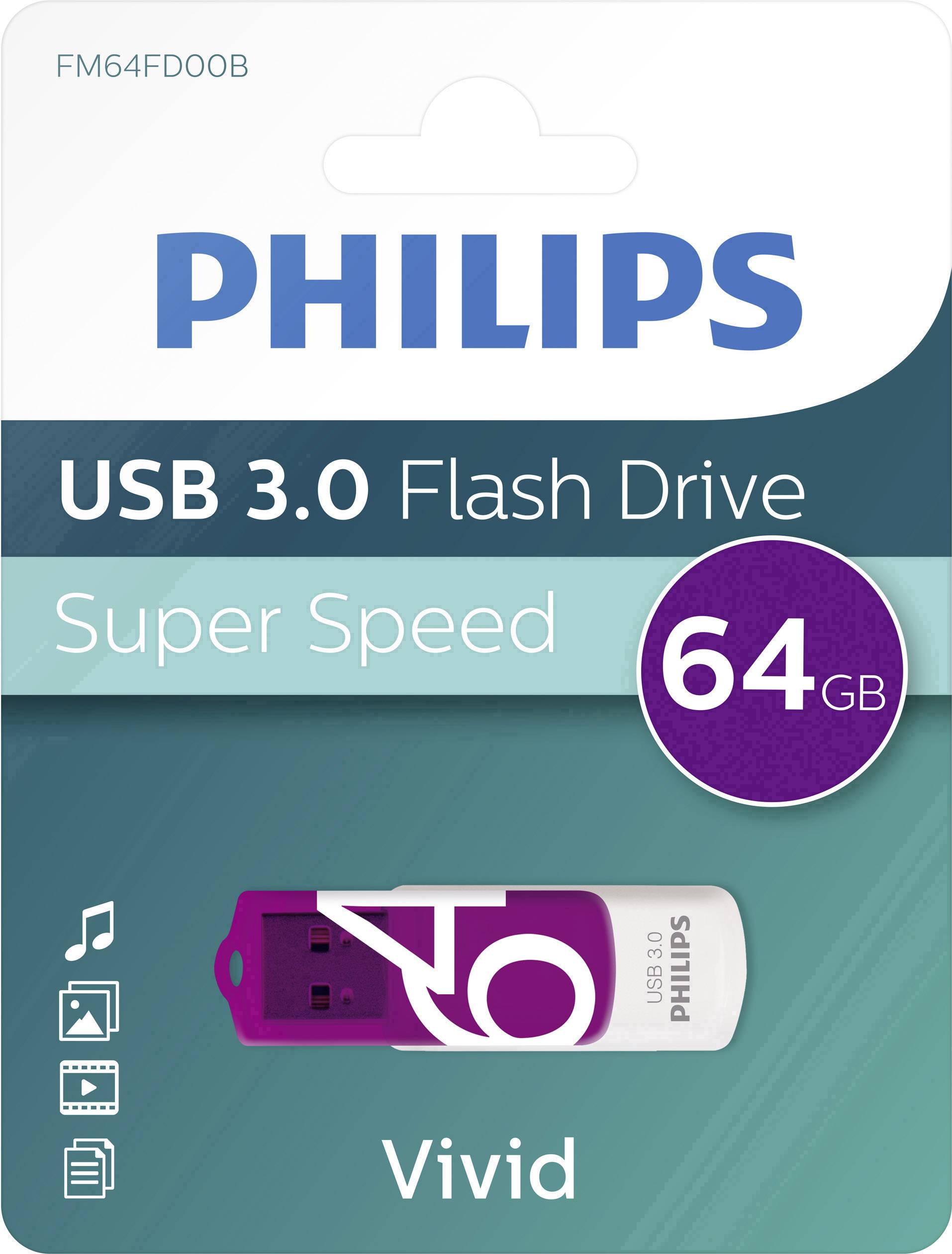 Philips VIVID USB-stick 64 GB Paars FM64FD00B/00 USB-A 3.2 Gen 1