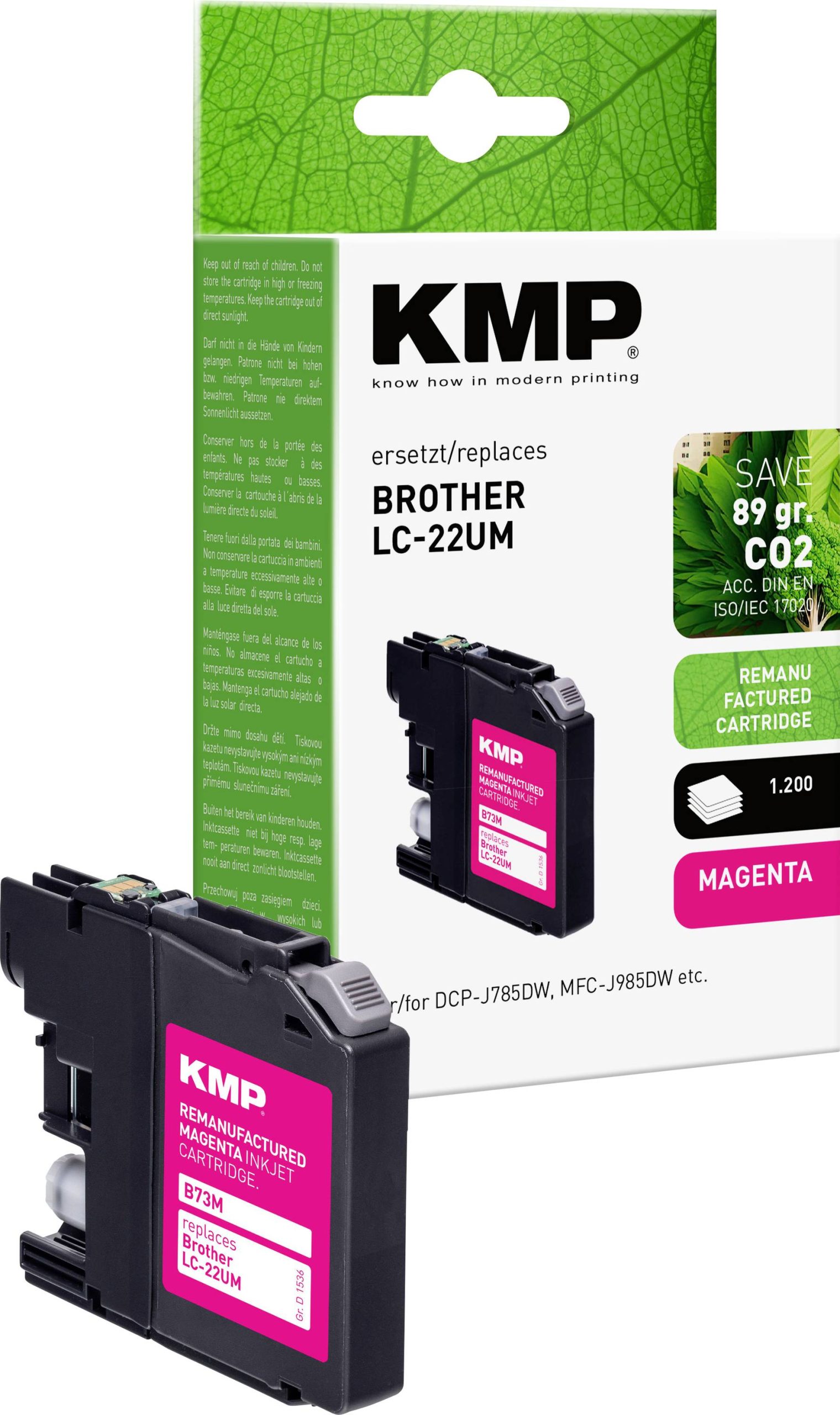 KMP Inktcartridge vervangt Brother LC-22UM Compatibel Magenta B73M 1536,4006