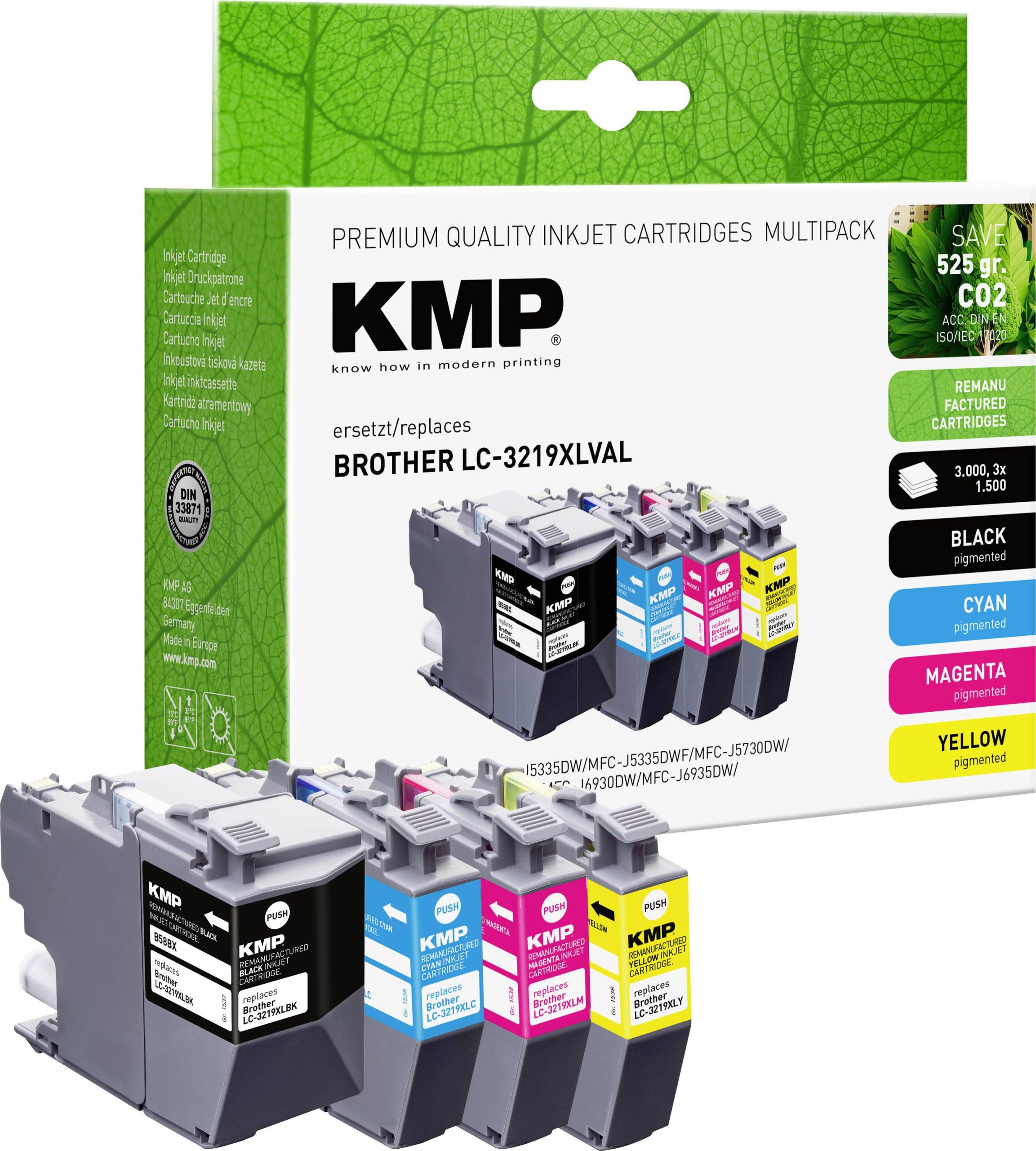 KMP Inktcartridge vervangt Brother LC-3219XLBK, LC-3219XLC, LC-3219XLM, LC-3219XLY Compatibel Combipack Zwart, Cyaan, Ma
