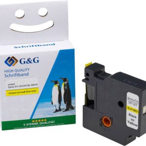 G&G 15567 Compatibel vervangt DYMO 40918 Tapekleur: Geel Tekstkleur: Zwart 9 mm 7 m G&G 15567 Compatibel vervangt DYMO 40918 Tapekleur: Geel Tekstkleur: Zwart 9 mm 7 m