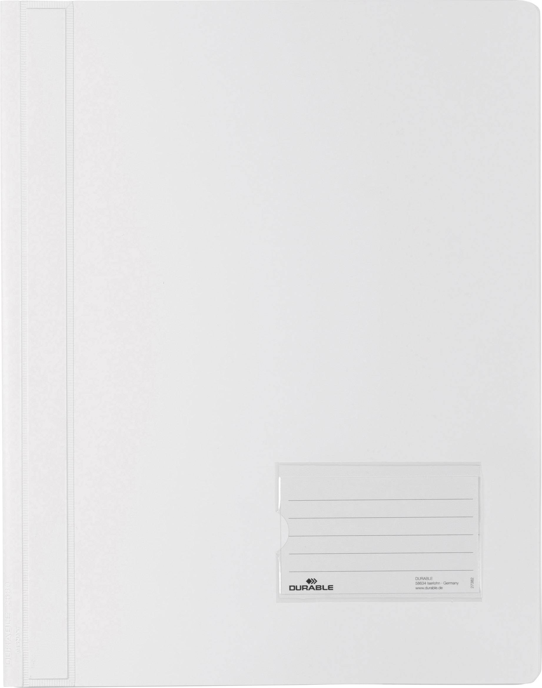 Durable DURALUX 268002 Snelhechtmap Wit DIN A4+ Etiketvenster (90 x 57 mm), Scheurbescherming, Binnentas (achterkant)