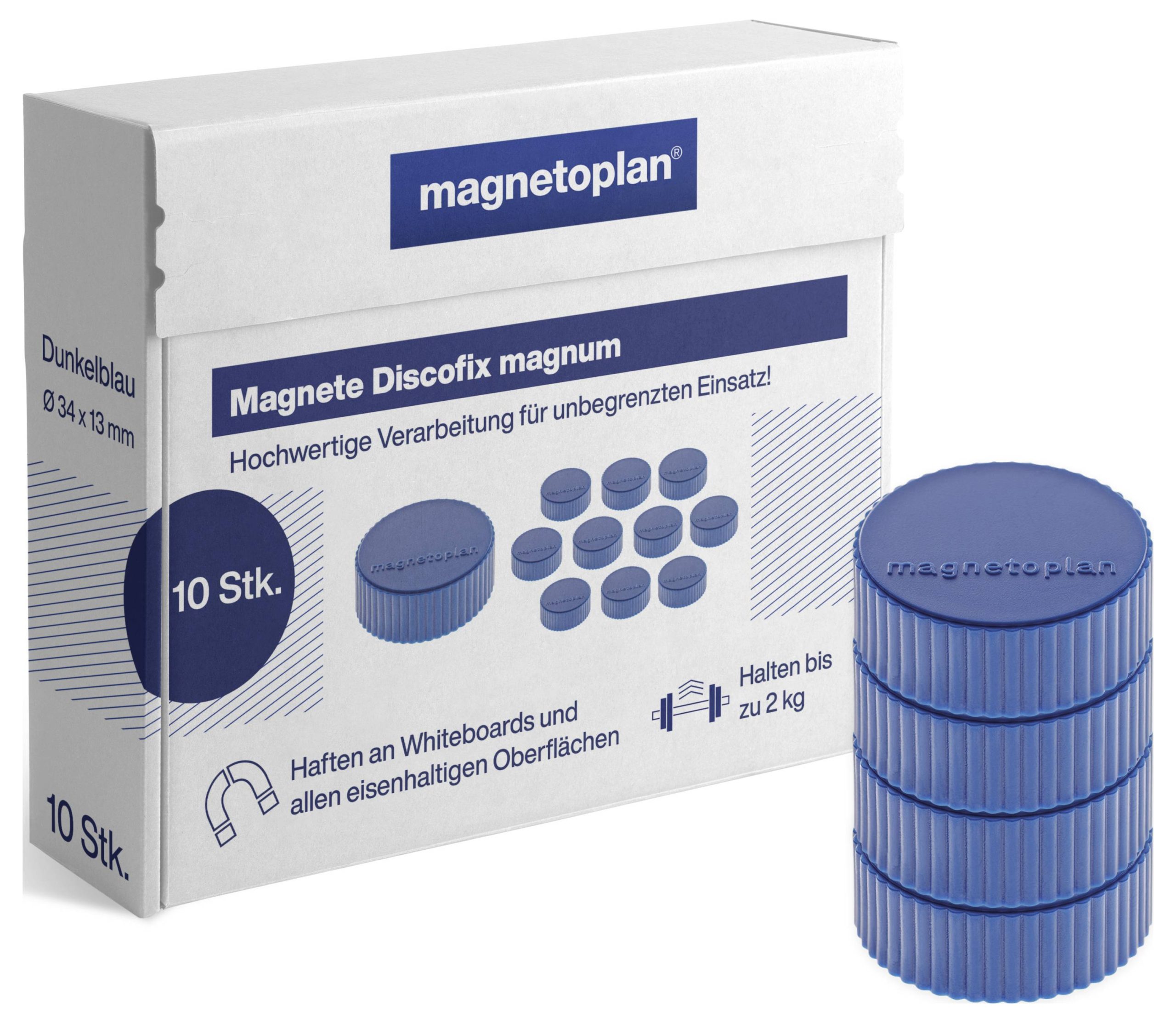 magnetoplan Magneet Discofix Magnum (Ø x h) 34 mm x 13 mm Rond Donkerblauw 10 stuk(s) 1660014