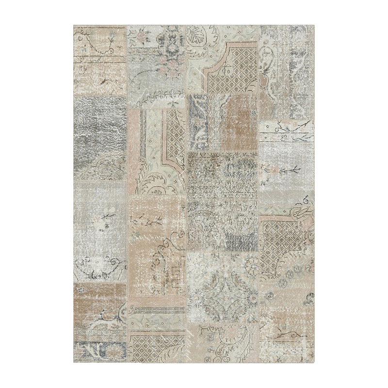Vloerkleed Sohran Patchwork – Beige/Groen