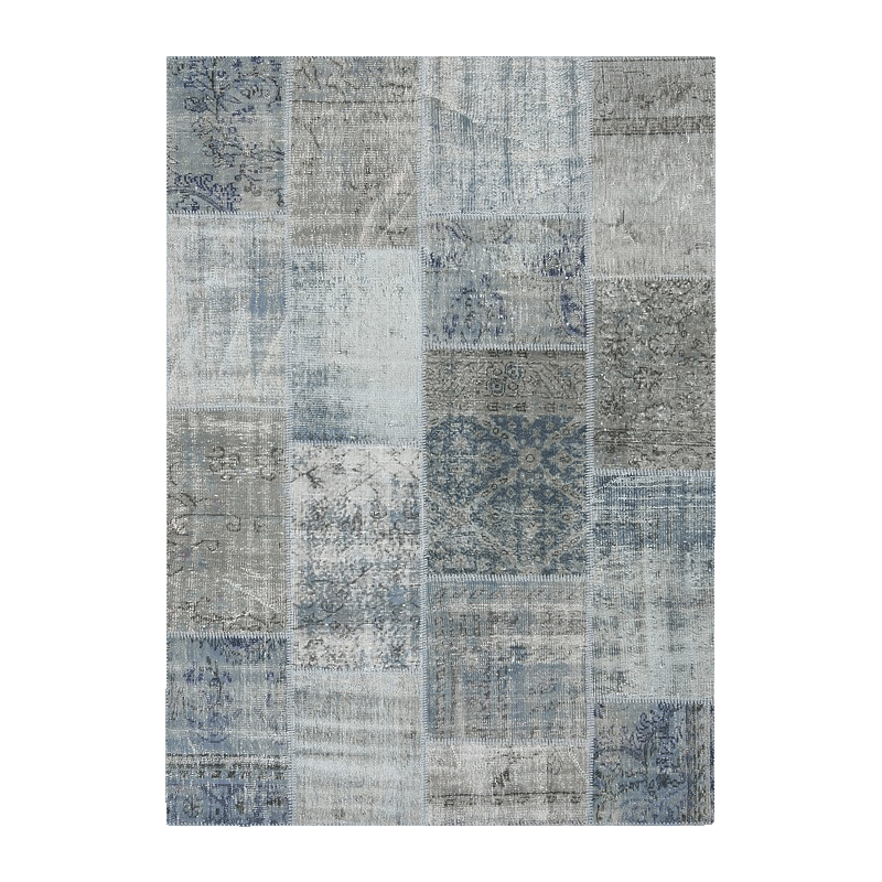 Vloerkleed Sohran Patchwork – Blauw/Grijs