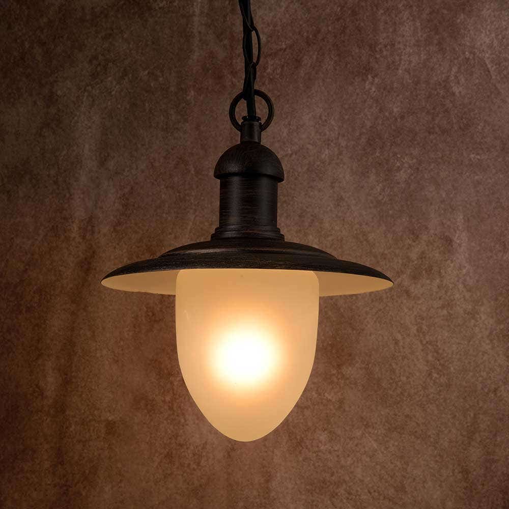 Lucide ARUBA – Hanglamp Buiten – Ø 25 cm – 1xE27 – IP44 – Roest bruin