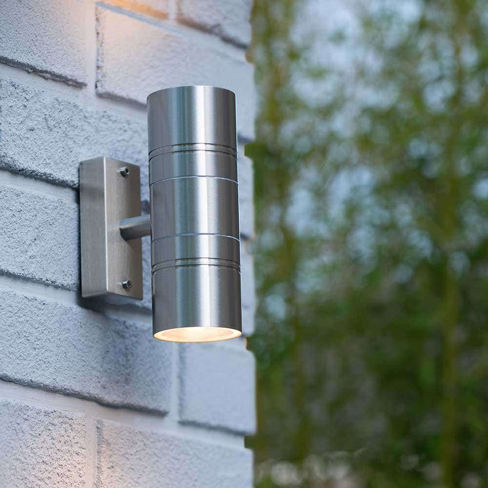 Lucide ARNE-LED – Wandlamp Buiten – Ø 6,3 cm – LED – GU10 – 2x5W 2700K – IP44 – Mat chroom
