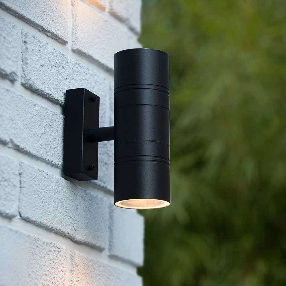 Lucide ARNE-LED – Wandspot Buiten – Ø 6,3 cm – LED – GU10 – 2x5W 2700K – IP44 – Zwart