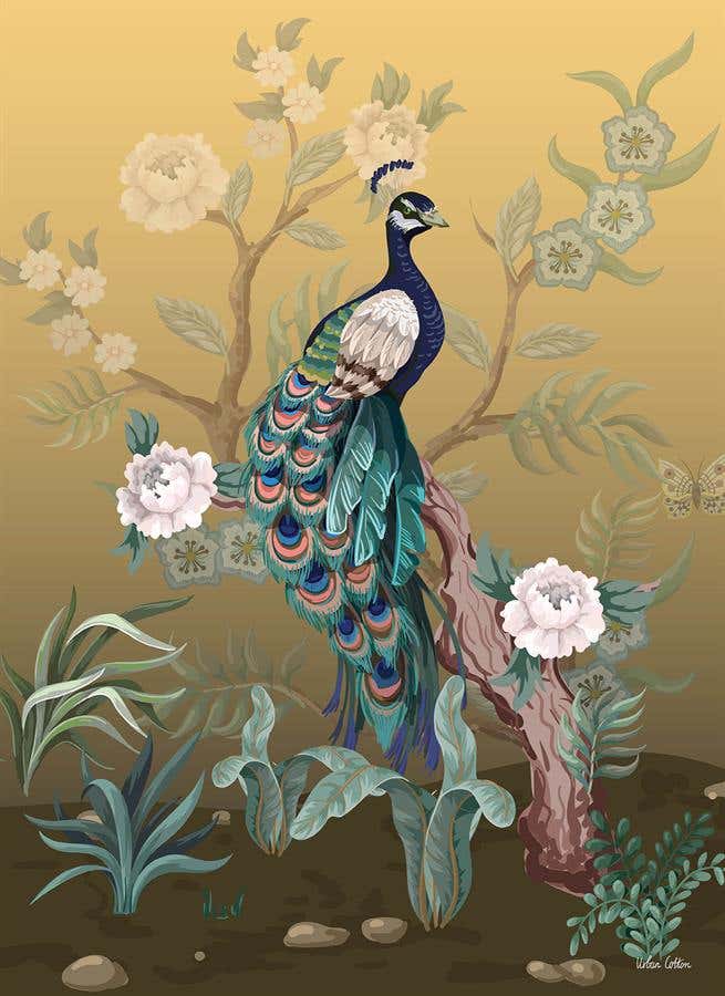 Urban Cotton Wandkleed in frame – Peacock