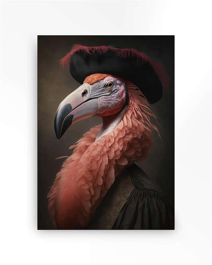 Urban Cotton Wandkleed in frame – Flamingo