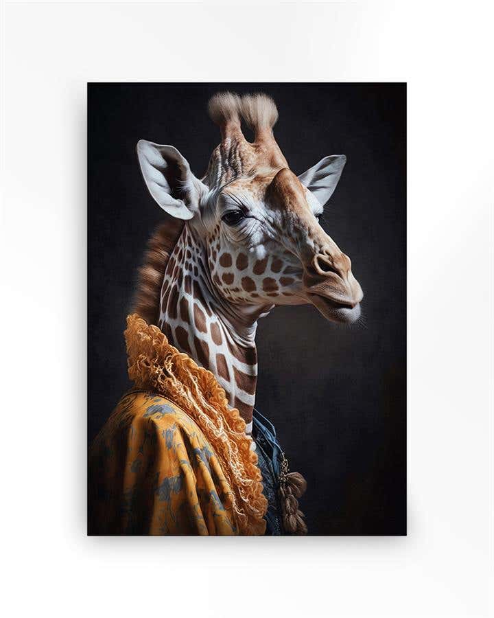 Urban Cotton Wandkleed in frame – Giraffe